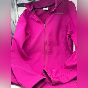 Columbia Jacket Womens Medium Pink Soft Shell Fleece Lined Omni Shield Full Zip